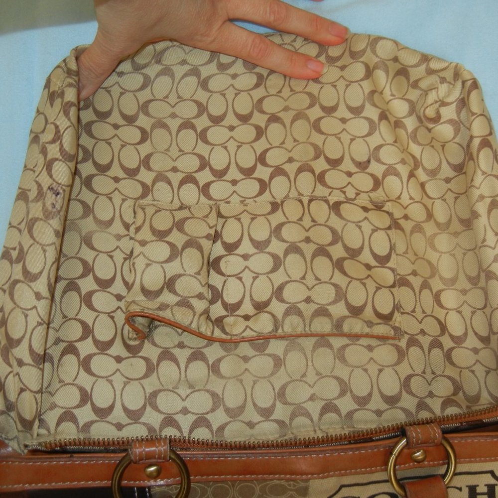 Coach Leather Gallery Purse Shoulder Bag Signature Brown Logo Hangtag Lined - Picture 2 of 14